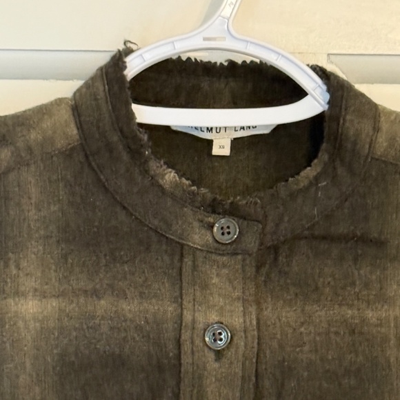 Helmut Lang Wool cashmere Plaid collarless button front Tunic 31199 - Picture 4 of 13